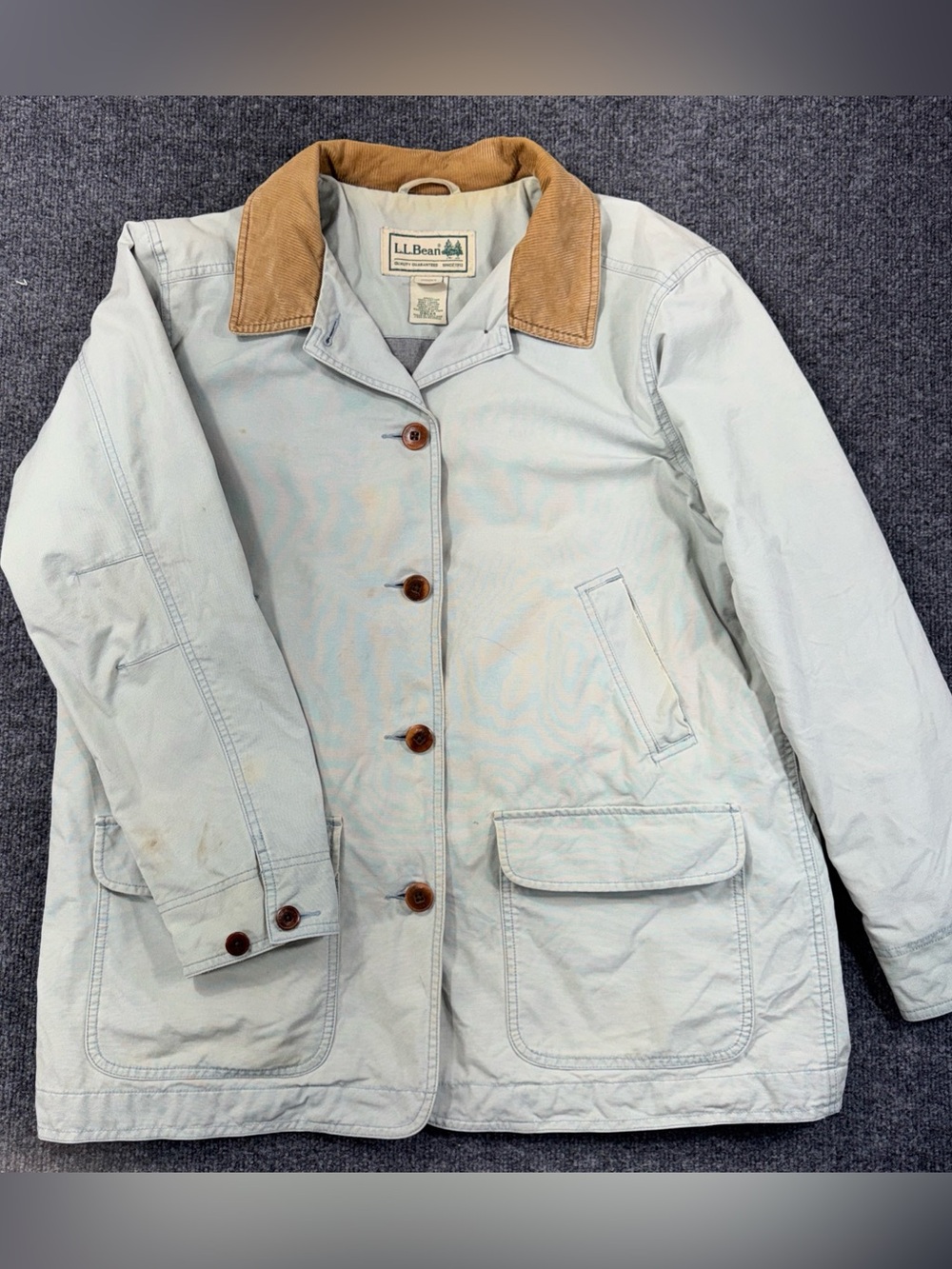 Vintage LL Bean Canvas Chore Coat Barn Jacket Faded Blue/Green Womens XL